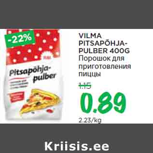 Allahindlus - VILMA PITSAPÕHJAPULBER 400G