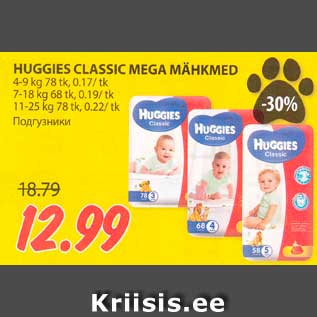 Allahindlus - HUGGIES CLASSIC MEGA MÄHKMED