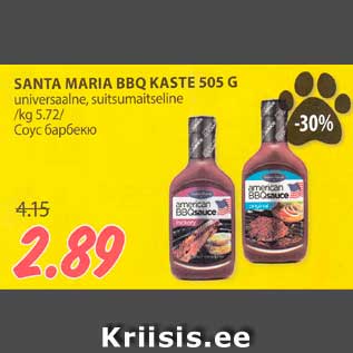 Allahindlus - SANTA MARIA BBQ KASTE 505 G