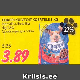 Allahindlus - CHAPPI KUIVTOIT KOERTELE 3 KG