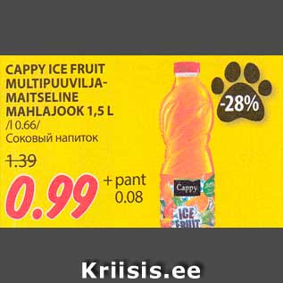 Allahindlus - CAPPY ICE FRUIT MULTIPUUVILJAMAITSELINE MAHLAJOOK 1,5 L