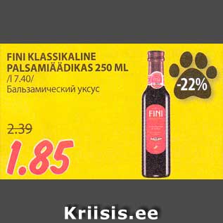 Allahindlus - FINI KLASSIKALINE PALSAMIÄÄDIKAS 250 ML