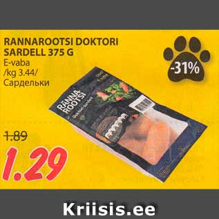 Allahindlus - RANNAROOTSI DOKTORI SARDELL 375 G