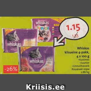 Allahindlus - Whiskas kiisueine 4-pakk