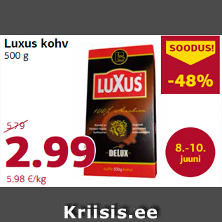 Allahindlus - Luxus kohv 500 g