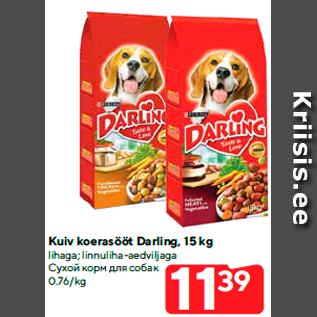 Allahindlus - Kuiv koerasööt Darling, 15 kg