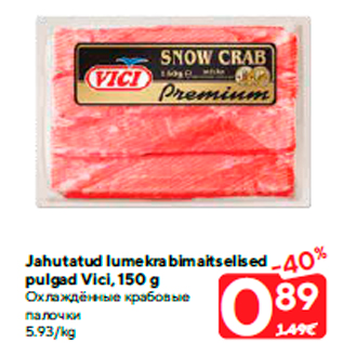 Allahindlus - Jahutatud lumekrabimaitselised pulgad Vici, 150 g