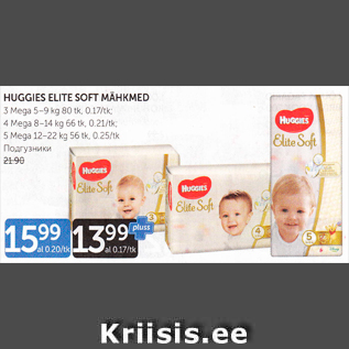 Allahindlus - HUGGIES ELITE SOFT MÄHKMED