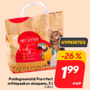 Allahindlus - Puidugraanulid Purrrfect mittepaakuv aluspanu, 5 l