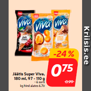 Allahindlus - Jäätis Super Viva, 180 ml, 97 - 110 g