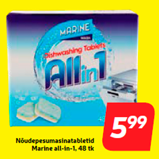 Allahindlus - Nõudepesumasinatabletid Marine all-in-1, 48 tk