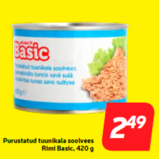 Allahindlus - Purustatud tuunikala soolvees Rimi Basic, 420 g