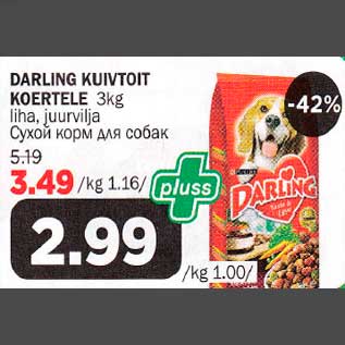 Allahindlus - DARLlNG KUIVTOIT KOERTELE 3 kg liha, juurvilja