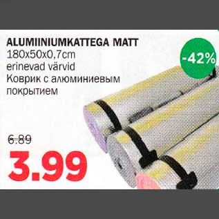 Allahindlus - ALUMINIUMKATTEGA MATT 180x50x0,7cm erinevad värvid