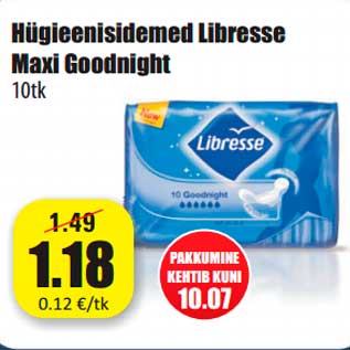 Allahindlus - Hügieenisidemed Libresse Maxi Goodnight