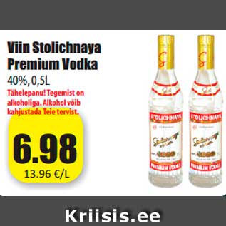 Allahindlus - Viin Stolichnaya Premium Vodka