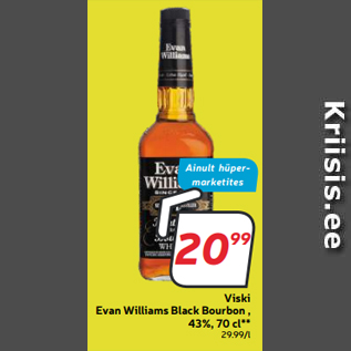 Allahindlus - Viski Evan Williams Black Bourbon, 43%, 70 cl**