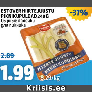 Allahindlus - Estover hiirte juustu piknikupulgad 240 g