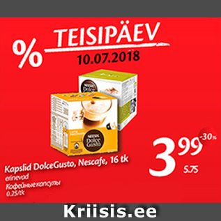 Allahindlus - Kapslid Dolce Gusto, Nescafe, 16 tk