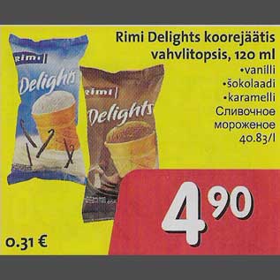 Allahindlus - Rimi Delights koorejäätis Vahvlitopsis