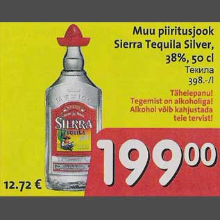 Allahindlus - Muu piiritusjook Sierra Tequila Silver