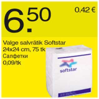 Allahindlus - Valge salvrätik Softstar