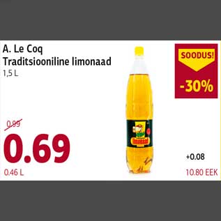 Allahindlus - A. Le Coq Traditsiooniline limonaad 1,5 L