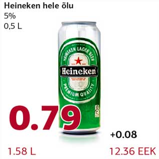 Allahindlus - Heineken hele õlu 5% 0,5 L