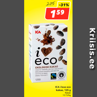 Allahindlus - ICA i love eco kakao, 125 g