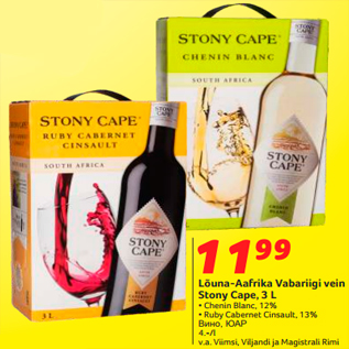 Allahindlus - Lõuna-Aafrika Vabariigi vein Stony Cape, 3 L