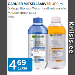 Allahindlus - GARNIER MITSELLARVESI 400 ml