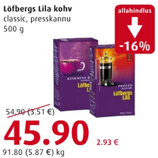 Allahindlus - Löfbergs Lila kohv