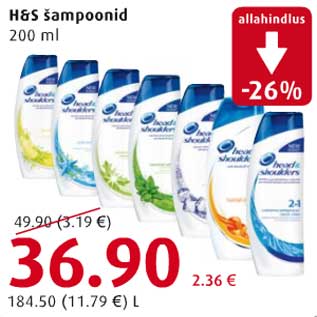 Allahindlus - H&S šampoonid