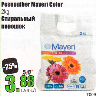 Allahindlus - Pesupulber Mayeri Color 2 kg