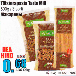 Allahindlus - Täisterapasta Tartu Mill