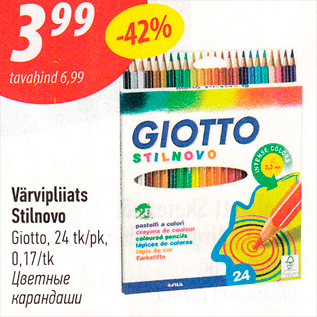 Allahindlus - Värvipliiats Stilnovo Giotto, 24 tk/pk