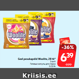 Allahindlus - Geel pesukapslid Woolite, 28 tk*