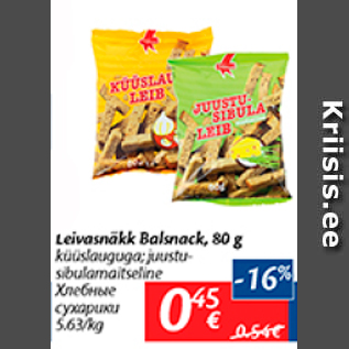 Allahindlus - Leivasnäkk Balsnack, 80 g