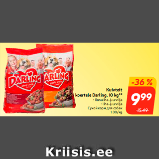 Allahindlus - Kuivtoit koertele Darling, 10 kg**