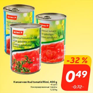 Allahindlus - Konserveeritud tomatid Rimi, 400 g