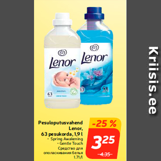 Allahindlus - Pesuloputusvahend Lenor, 63 pesukorda, 1,9 l