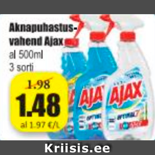 Allahindlus - Aknapuhastusvahend Ajax