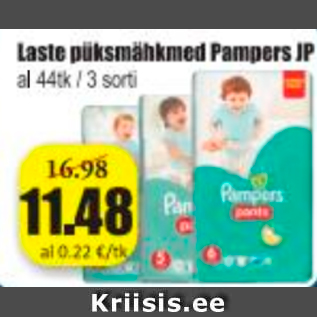 Allahindlus - Laste püksmähkmed Pampers JP