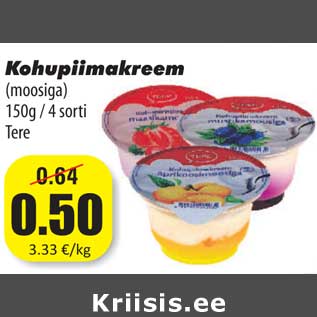 Allahindlus - Kohupiimakreem (moosiga) 150g / 4 sorti Tere