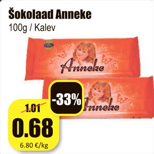 Allahindlus - Šokolaad Anneke 100g / Kalev