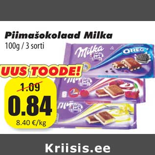 Allahindlus - Piimašokolaad Milka 100g / 3 sorti