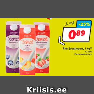 Allahindlus - Rimi joogijogurt, 1 kg**