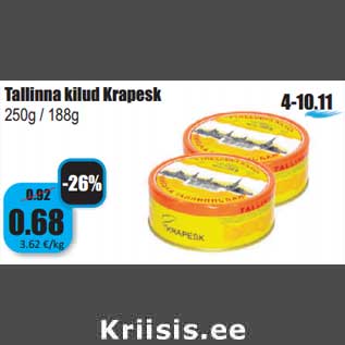 Allahindlus - Tallinna kilud Krapesk 250g / 188g