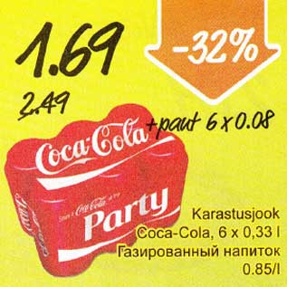 Allahindlus - Karastusjook Coca-Cola, 6 x 0,33 l