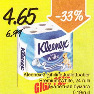 Allahindlus - Kleenex 3-kihiline tualettpaber Premium White, 24 rulli